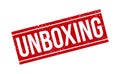 Unboxing Rubber Stamp. Red Unboxing Rubber Grunge Stamp Seal Vector Illustration - Vector Royalty Free Stock Photo