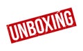 Unboxing Rubber Stamp. Red Unboxing Rubber Grunge Stamp Seal Vector Illustration - Vector Royalty Free Stock Photo