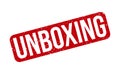 Unboxing Rubber Stamp. Red Unboxing Rubber Grunge Stamp Seal Vector Illustration - Vector Royalty Free Stock Photo