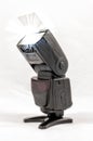 Unbranded external flash unit for DSLR camera Royalty Free Stock Photo