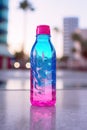 Unbranded Plastic Bottle in Neon Pink and Electric Blue