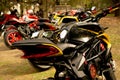 Unbranded superbikes lined up Royalty Free Stock Photo