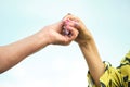 The Unbreakable Bond: Two elderly women holding hands amidst nature& x27;s backdrop as a testament to lifelong friendship Royalty Free Stock Photo