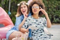 Unbreakable Bonds: Best Friends Sharing Laughter at Bridesmaid's Bachelorette Celebration Royalty Free Stock Photo