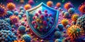 Unbreakable Digital Fortress 8K Macro View of Cybersecurity Shield Safeguarding Sensitive Data from Malware and Viruses