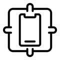 Unbreakable phone glass icon outline vector. Shielded safeguard mobile screen