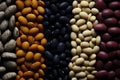 An unbroken sequence of beans forming a balanced and diverse pattern