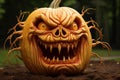 Uncanny Scary pumpkin. Generate Ai Royalty Free Stock Photo