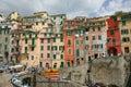 Uncared for tatty facades in historic Italian fishing village