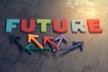 Uncertain future for life journey concept, colorful wooden alpha Royalty Free Stock Photo