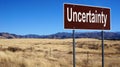 Uncertainty brown road sign Royalty Free Stock Photo