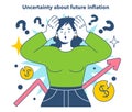 Uncertainty about future inflation. Inflation expectations cycle. Economics Royalty Free Stock Photo