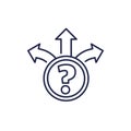 uncertainty icon, decision making line vector