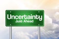 Uncertainty Just Ahead Green Road Sign Royalty Free Stock Photo