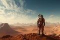 Uncharted Astronaut mars looking rocky ground region. Generate Ai