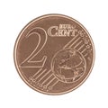 Uncirculated 2 Eurocent Royalty Free Stock Photo