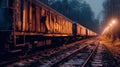 unclaimed rusty freight wagons derailed or on abandoned branches.