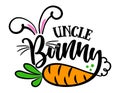 Uncle Bunny - Cute Easter bunny design funny hand drawn doodle, cartoon Easter rabbit