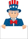 Uncle Sam cartoon and blank sign