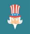 Uncle Sam confused emoji oops. Man perplexed emotions. Uncle Sam surprise. Vector illustration