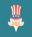 Uncle Sam confused emoji oops. Man perplexed emotions. Uncle Sam surprise. Vector illustration Royalty Free Stock Photo