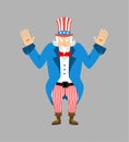 Uncle Sam confused oops. Man perplexed emotions. Uncle Sam surprise. Vector illustration Royalty Free Stock Photo