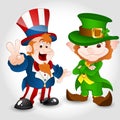 Uncle Sam with Cute Leprechaun