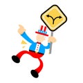 uncle sam america and two direction path road sign cartoon doodle flat design vector illustration Royalty Free Stock Photo