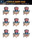 Uncle Sam Emoji - Expression Set from Silly to Furious - Index Finger Up Royalty Free Stock Photo