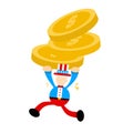 Uncle sam America man and gold coin money dollar cartoon doodle flat design vector illustration