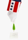 Uncle Sam Green Electric Plug Royalty Free Stock Photo