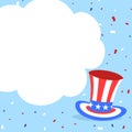 Uncle sam hat and confetti american banner