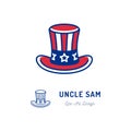 Uncle Sam Hat icon. Thin line art colorful sign. National tradition, Symbol of America, Vector flat illustration Royalty Free Stock Photo