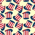Uncle Sam hat seamless pattern. Royalty Free Stock Photo