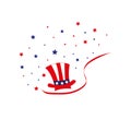 Uncle sam hat symbol of Presidents day. Isolated on white vector illustration Royalty Free Stock Photo