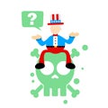 uncle sam america and skull alert skeleton danger death sign toxic cartoon doodle flat design vector illustration