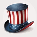 Uncle Sam\'s hat in a top hat stylized under the Stars and Stripes USA flag vECTOR
