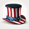 Uncle Sam\'s hat in a top hat stylized under the Stars and Stripes USA flag vECTOR