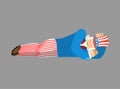 Uncle Sam sleeping. asleep emotions. Uncle Sam dormant