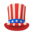 Uncle Sam top hat icon. Cartoon illustration for American Independence Day. Design for decoration or print. Isolated on white. Royalty Free Stock Photo