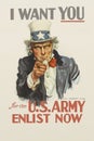 Uncle Sam vintage war propaganda Iconic Recruitment Poster