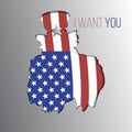 Uncle Sam want you silhouette. Vector illustration Royalty Free Stock Photo