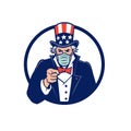 Uncle Sam Wearing Mask Pointing Mascot