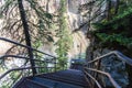 Uncle Tom`s Trail in Yellowstone National Park consists of very steep stairs to get to the Lower Yellowstone Falls