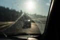 Uncleaned, dirty, dusty, car glass Royalty Free Stock Photo