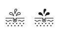 Unclog the Skin Face of Dirty Blackhead and Dust Line and Silhouette Black Icon Set. Cleansing Clogged Deep Pore Symbol