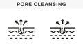 Unclog Skin Face of Dirty Blackhead and Dust Symbol Collection. Cleansing Clogged Deep Pore Line and Silhouette Black