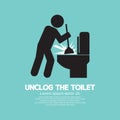 Unclog The Toilet Black Symbol Royalty Free Stock Photo