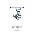Uncoiler icon. Thin linear uncoiler outline icon isolated on white background from industry collection. Line vector uncoiler sign