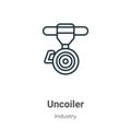Uncoiler outline vector icon. Thin line black uncoiler icon, flat vector simple element illustration from editable industry